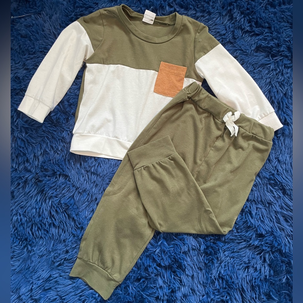 18-24M Army Green Matching Boys Outfit